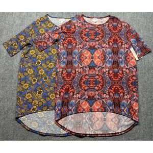 LulaRoe Lot of 2 Irma Top Tunic Womens 2XS Multicolor Floral Round Neck New